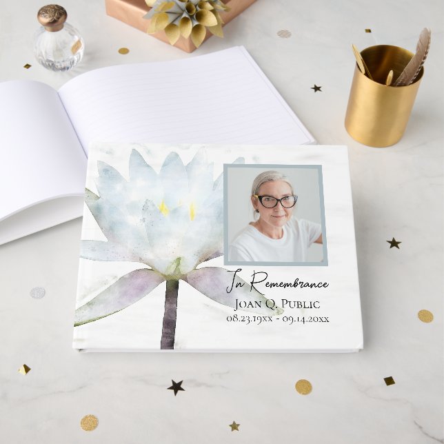 White Water Lily Feier zum Leben Beerdigung Gästebuch (Vorderseite Offen)