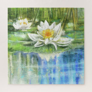White Water Lily Nymphaea alba - Original Malerei Puzzle