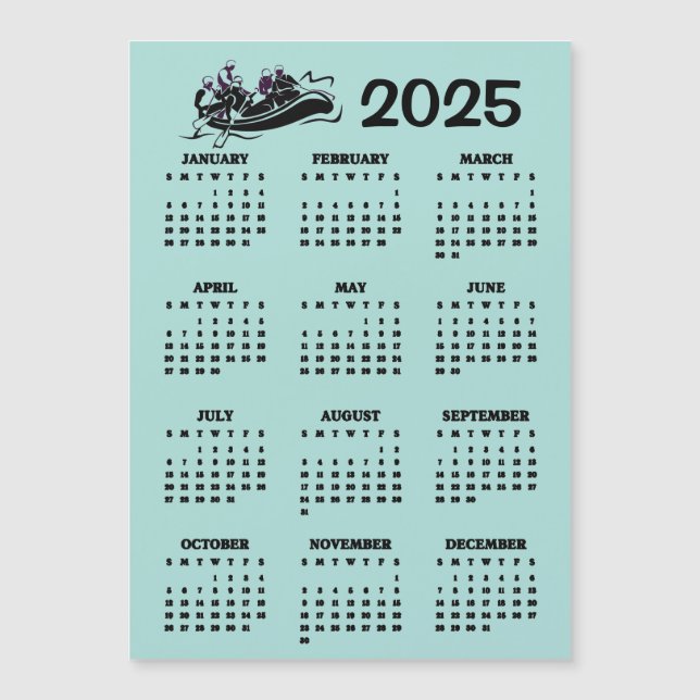 White Water Rafting 2025 Kalender Magnetkarte (Vorderseite)