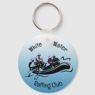 White Water River Rafting Design Button Keychain Schlüsselanhänger