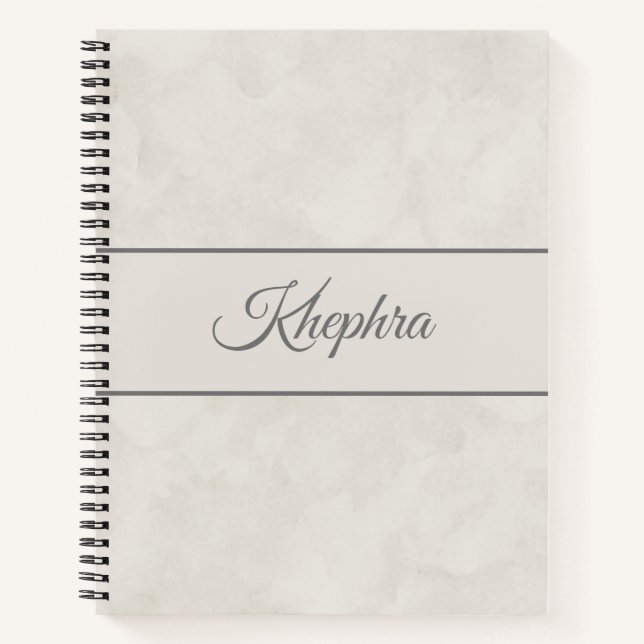 White Watercolor Grau Monogram Name Notebook Notizbuch (Vorderseite)