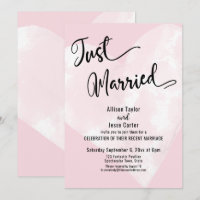 White Watercolor Herzrosa Nur heiraten Script