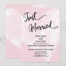White Watercolor Herzrosa Nur heiraten Script