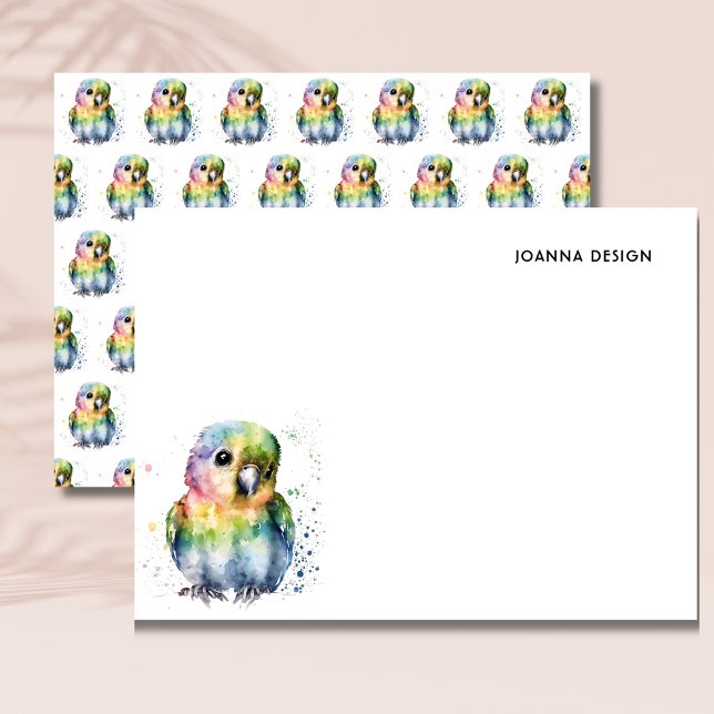 White Watercolor Parrot Stationery Note Card Einladung (Von Creator hochgeladen)