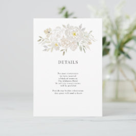 White Watercolor Peonies Wedding Details Begleitkarte
