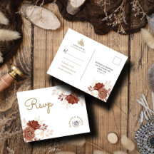 White Watercolor Rustic Gold Moslem Wedding RSVP