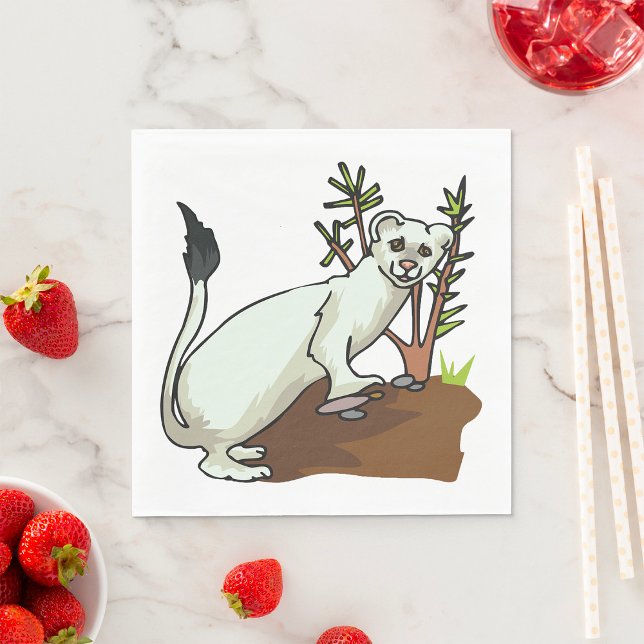 White Weasel Wildlife Napkins Serviette (Von Creator hochgeladen)