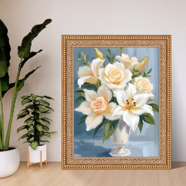 White Wedding Bouquet Floral Watercolor Poster