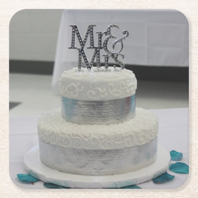 White Wedding Cake Closing Hochzeit Untersetzer (Vorderseite)