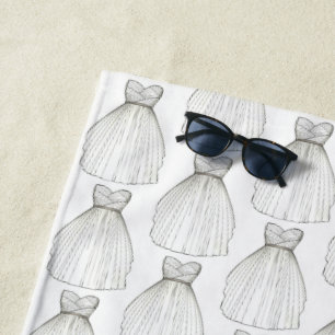 White Wedding Dress Gown Brautparty Bride Geschenk Strandtuch