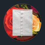 White Wedding Gown Red Yellow Roses Magnet<br><div class="desc">Der Rücken eines wunderschönen Hochzeitsgown ist immer ein schöner Hintergrund für Hochzeitsmagnete!</div>