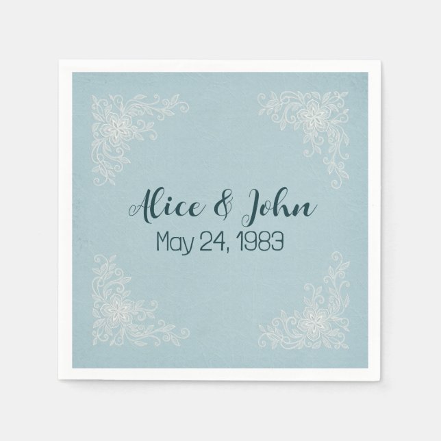 White Wedding Lace Corners Serviette (Vorderseite)