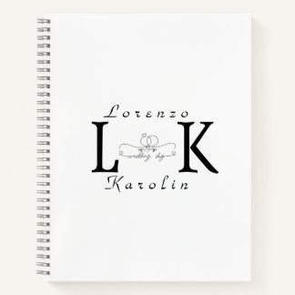 White Wedding Monogram Einfache Elegante Minimalis Notizbuch