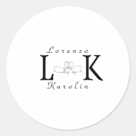 White Wedding Monogram Einfache Elegante Minimalis Runder Aufkleber
