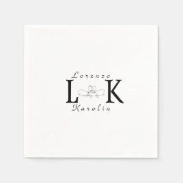 White Wedding Monogram Einfache Elegante Minimalis Serviette