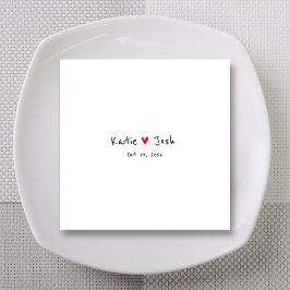 White Wedding Napkins mit handgeschriebenen schwar Serviette