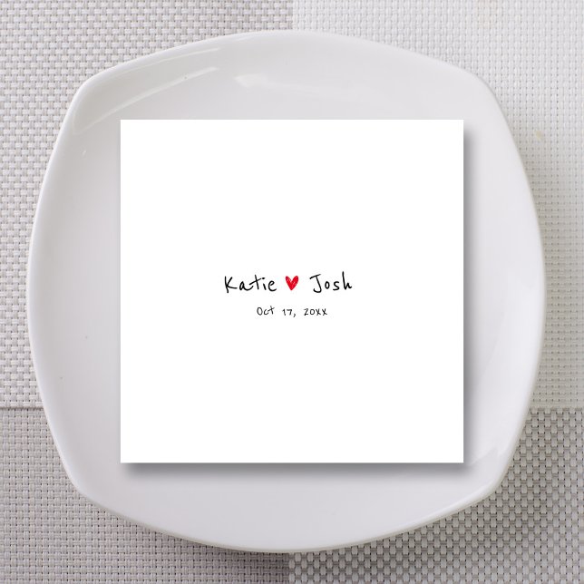 White Wedding Napkins mit handgeschriebenen schwar Serviette (White Wedding Napkins with Black Handwritten Names)