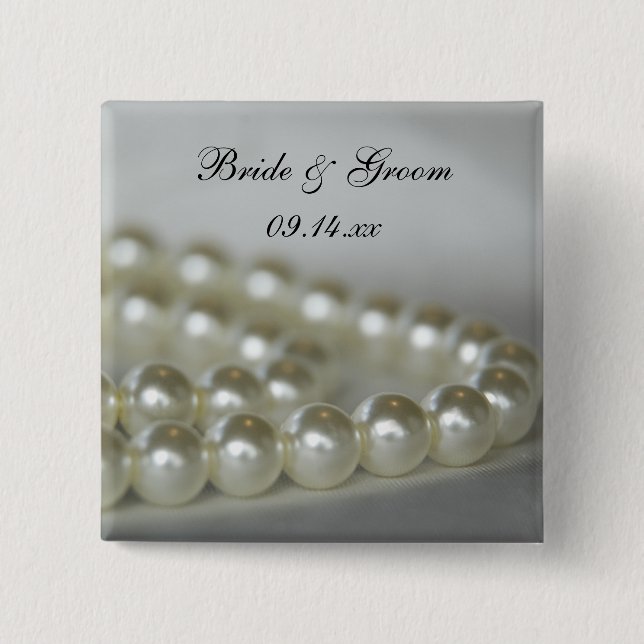 White Wedding Pearls Button (Vorderseite)