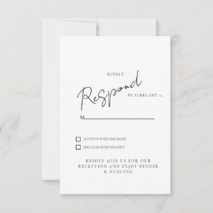 White Wedding RSVP Dinner & Dancing Karte