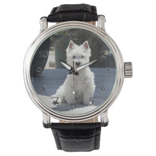 White West Highland Terrier auf Sidewalk Armbanduhr