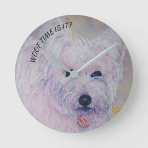 WHITE WEST HIGHLAND TERRIER RUNDE WANDUHR