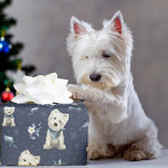 White Westie Christmas Geschenkpapier<br><div class="desc">A cute little white Westie with hellebores and mistletoe on a dark blue background with stars. The most beautiful packaging to use for Westie moms and Westie dads when giving them the perfect gift this Christmas. This way they know that you love them and in return they love you too......</div>