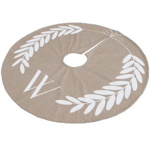 White Wheat Laurels Burlap Fleece Weihnachtsbaumdecke