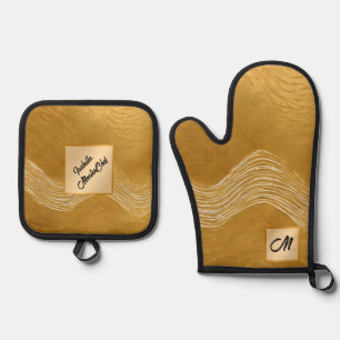 White White Vintag Art Deco Trendy Collection Ofenhandschuh & Topflappen-Set