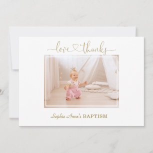 White Wild Rose Kalligrafie Girl Foto Taufe Dankeskarte