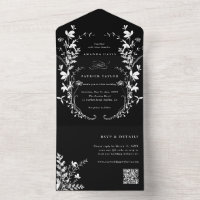 White Wildblume Silhouette Wreath Wedding Black