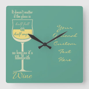 White Wine Glass custom wall clock Quadratische Wanduhr