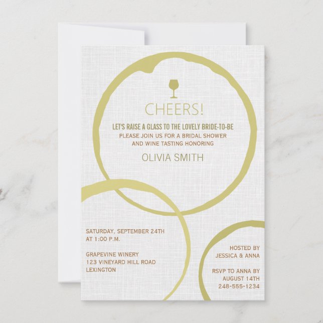 White Wine Stain Rings Bridal Dusche Einladungen (Vorderseite)