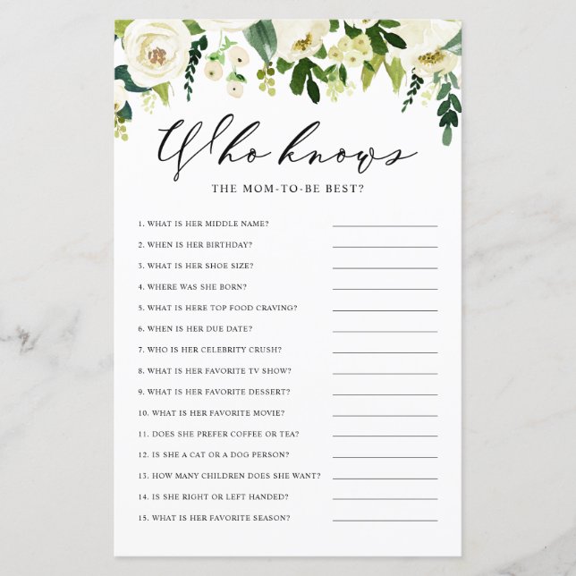 White Winter Blume, die die Mama Best Game kennen (Vorderseite)