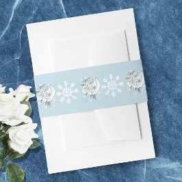 White Winter Dragon Snowflakes Blue Einladungsbanderole