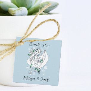 White Winter Dragon Snowflakes Blue Geschenkanhänger