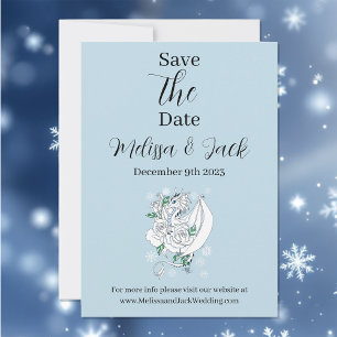 White Winter Dragon Snowflakes Blue Save The Date