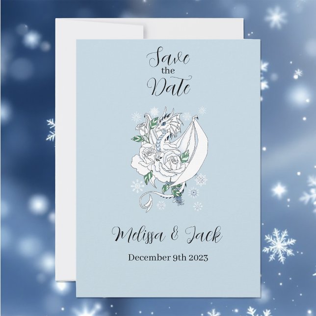 White Winter Dragon Snowflakes Blue Save The Date (Von Creator hochgeladen)