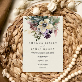 White Winter FLoral Watercolor Hochzeit Einladung