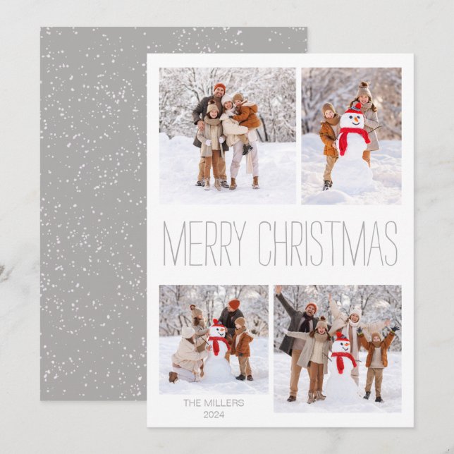 White Winter Frohe Weihnachts-Fotokarte Feiertagskarte (Vorne/Hinten)