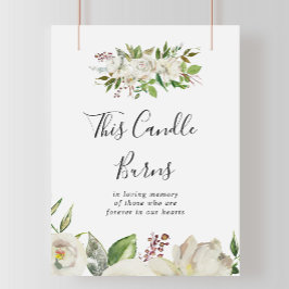 White Winter Peony Floral Diese Kerze Burns Zeiche Poster