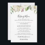 White Winter Peony Wedding Kissing Menu Game Card<br><div class="desc">Diese weiße Winterpferd-Hochzeitskissingkarte eignet sich perfekt für einen modernen Hochzeitsempfang. Das Design besticht durch hübsche,  von Hand gezeichnet,  weiße Bäuche,  die in hübsche Bouquets mit bordeauxfarbenen Buds und grünen Blätter eingefasst sind.</div>