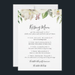 White Winter Peony Wedding Kissing Menu Game Card<br><div class="desc">Diese weiße Winterpferd-Hochzeitskissingkarte eignet sich perfekt für einen modernen Hochzeitsempfang. Das Design besticht durch hübsche, von Hand gezeichnet, weiße Bäuche, die in hübsche Bouquets mit bordeauxfarbenen Buds und grünen Blätter eingefasst sind.</div>