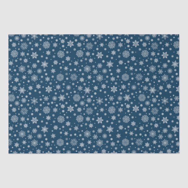 White Winter Snowflake Navy Blue Seidenpapier (Vorderseite)