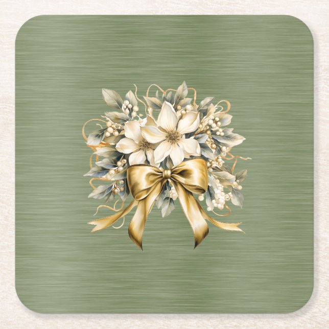 White Winterberry Einladung Set Rechteckiger Pappuntersetzer (Vorderseite)