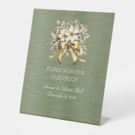 White Winterberry Sign Our Wedding Gästebuch Sockelschild