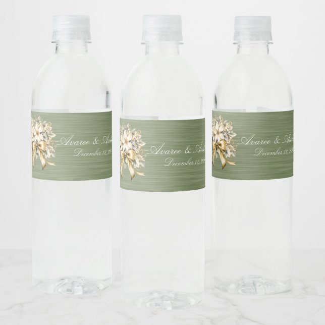 White Winterberry Wedding Einladung Wasser Flasche Wasserflaschenetikett (Flaschen)