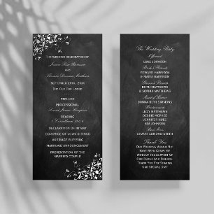 White Wirbel auf Chalkboard Hochzeitsprogramm Werbekarte