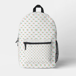 White with a colorful, geometric pattern bedruckter rucksack