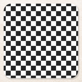 White with Classic Black Square Pattern Style Rechteckiger Pappuntersetzer