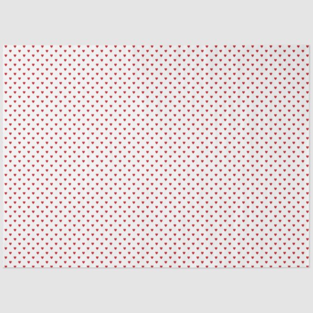 White with Red Hearts Tissue Paper Seidenpapier (Vorderseite)